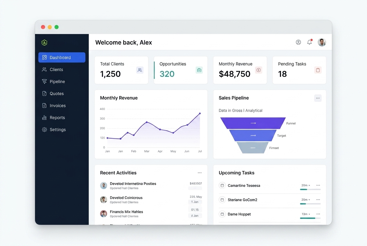 Elevation Creative Proprietary CRM Dashboard Window