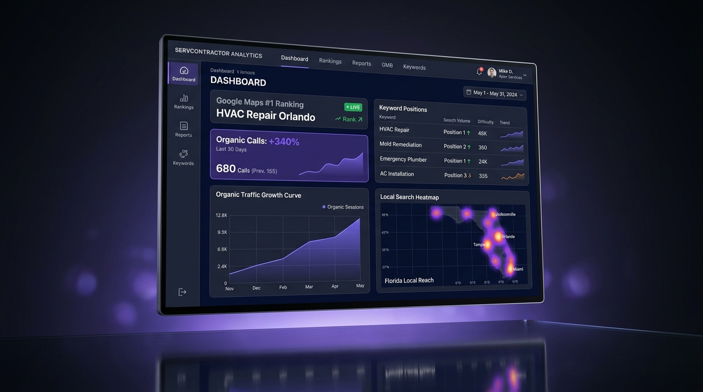 Elevation Creative SEO & Google Maps Contractor Analytics Dashboard